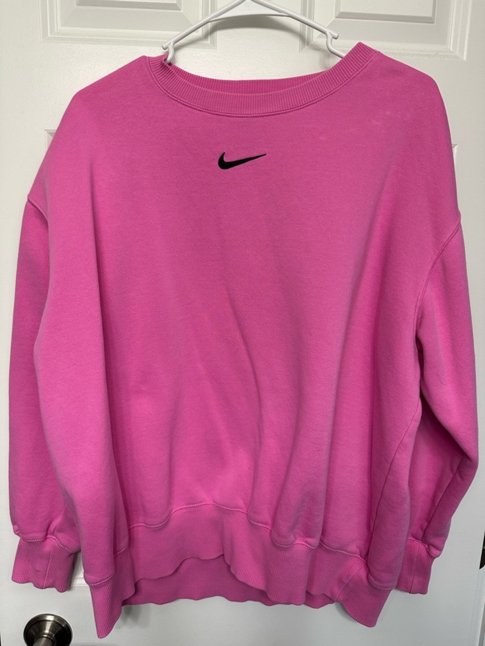 Nike Hot Pink Women's Crewneck Sweatshirt with Black Swoosh